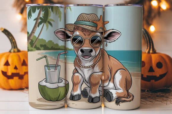 Beach Cow Tumbler Wrap PNG Review