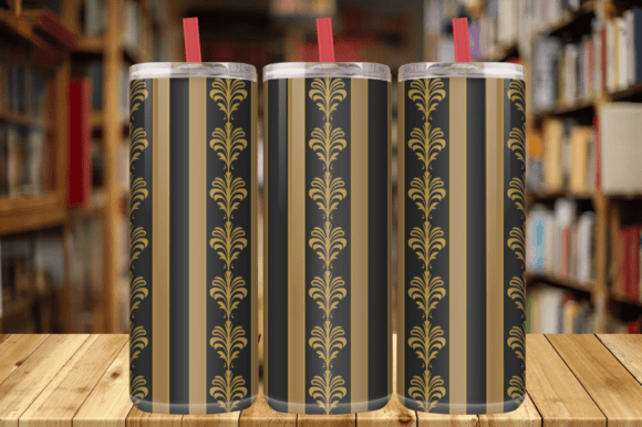 Black and Gold Damask Tumbler Wrap PNG Review
