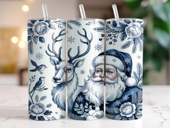 Blue Vintage Santa Tumbler Wrap Design Review