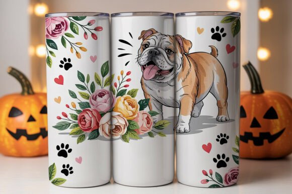 Bulldog Floral Tumbler Wrap PNG Review