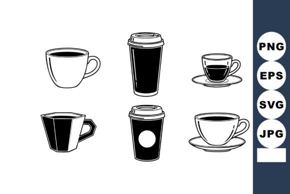Coffee Cup Vector Set with Various Style