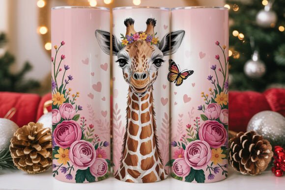 Cute Giraffe with Flowers Tumbler Wrap Design Review