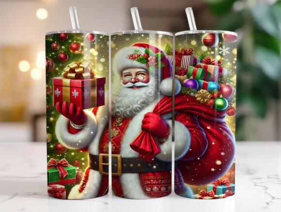 Glitter Santa Christmas Tumbler Wrap PNG Review