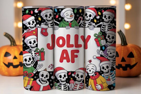 Jolly AF Skeleton Christmas Tumbler Wrap