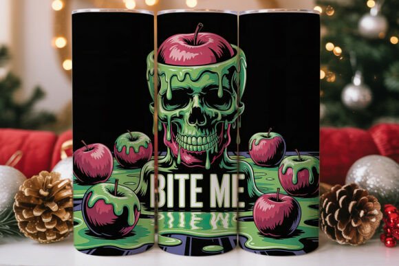 Neon Toxic Apple Skull Tumbler Wrap PNG Review