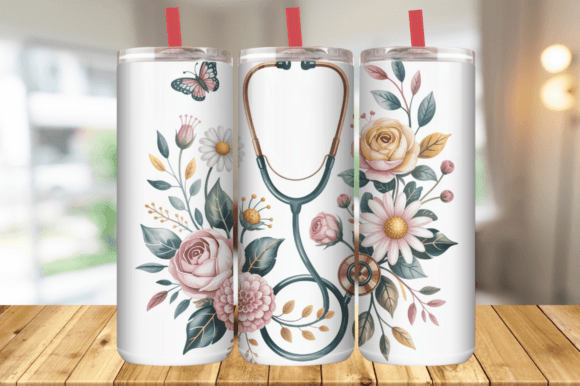 Nurse Tumbler Wrap Nurse Life Doodle PNG