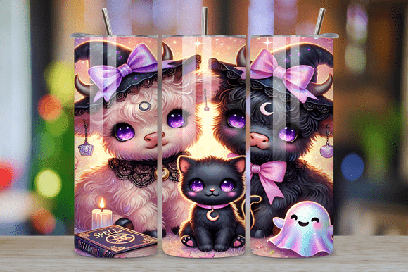 Pastel Witch Cow Cat Tumbler Wrap Review