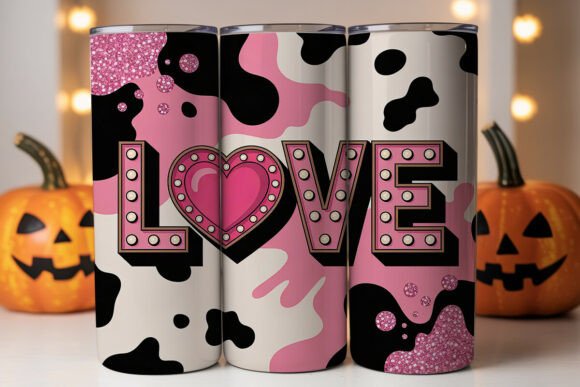 Pink Cow Print Love Tumbler Wrap