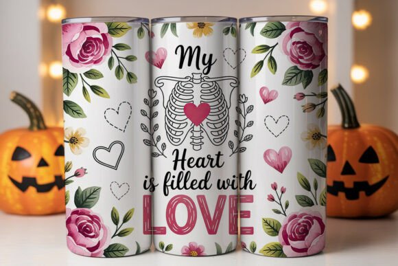 Romantic Floral Heart Tumbler Wrap
