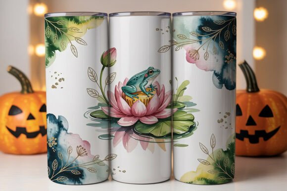 Watercolor Frog Lotus Tumbler Design Review