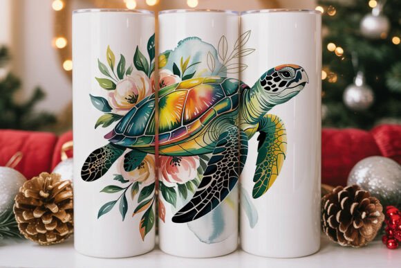 Watercolor Sea Turtle Tumbler Wrap Design Review